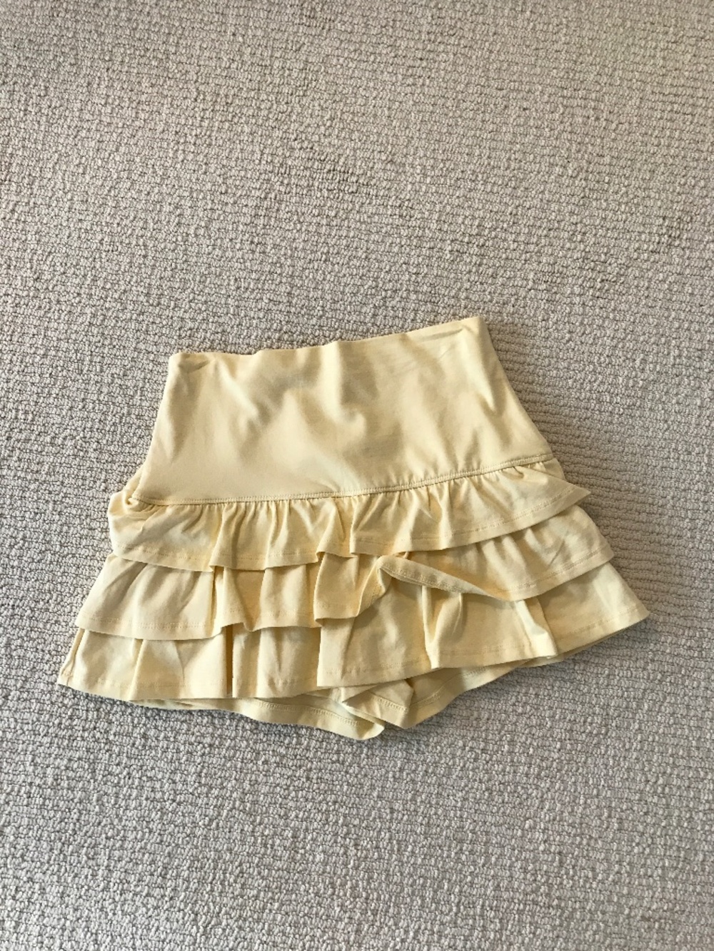 Subdued butter yellow ruffled skort